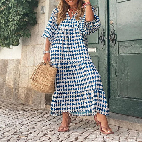 Elegant V Neck Casual Dress for Women - Boho Holiday Office Wear